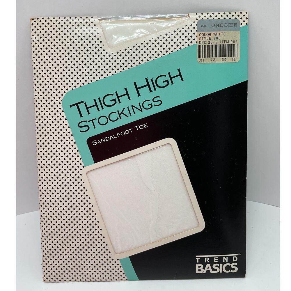 Trend Basics Thigh High Stockings White One SIze Fits Most